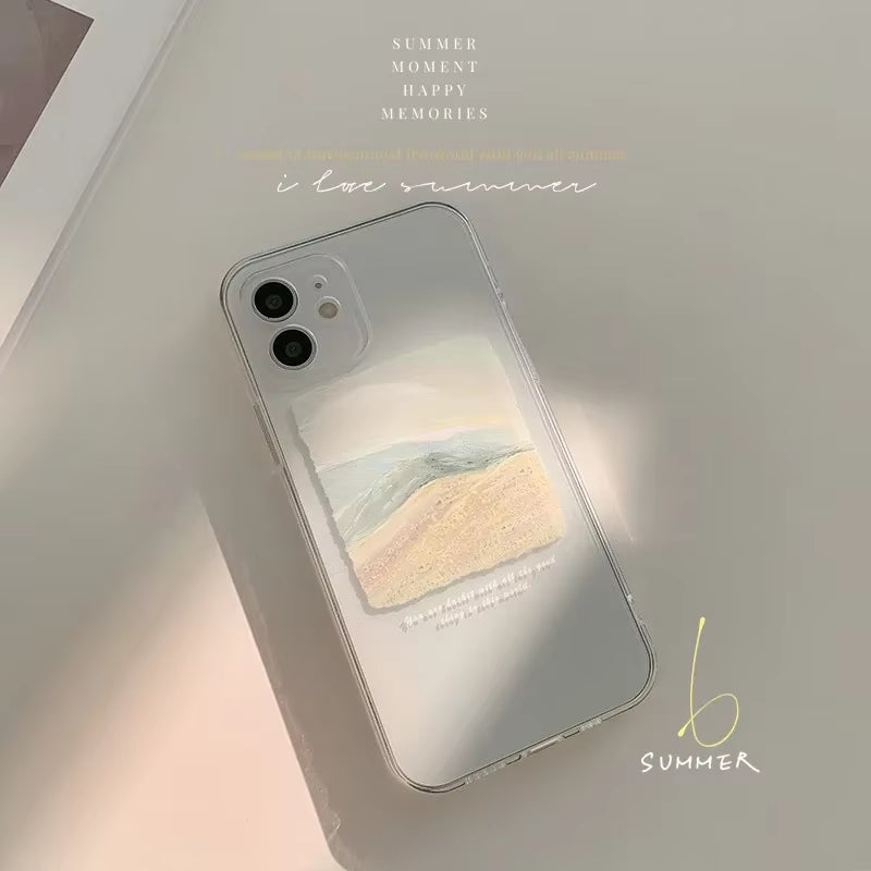 Retro Artist Sunset Dune Sky Oil Painting Phone Case for Iphone 16 15 14 13 11 12 Pro Max 14 plus Xr...