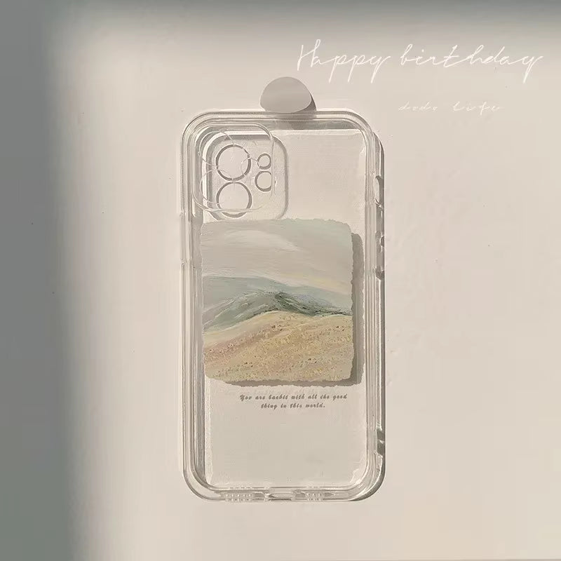 Retro Artist Sunset Dune Sky Oil Painting Phone Case for Iphone 16 15 14 13 11 12 Pro Max 14 plus Xr...