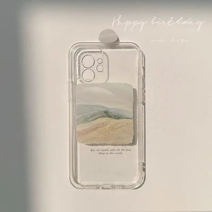 Retro Artist Sunset Dune Sky Oil Painting Phone Case for Iphone 16 15 14 13 11 12 Pro Max 14 plus Xr...