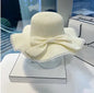 Bow Ruffles Wide Brim Straw Hat