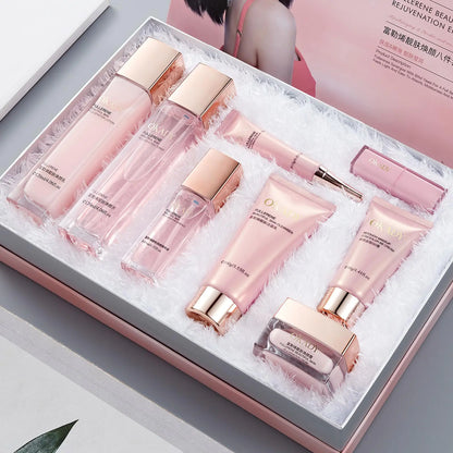 8-Pcs Skincare Set Anti Aging Skin Daily Care Routine Kit with Vitamin C and Peptides Birthday Gifts for Mom Anniversary Valentines Day Gifts Lipstick Gifts Sets for Valentines Day