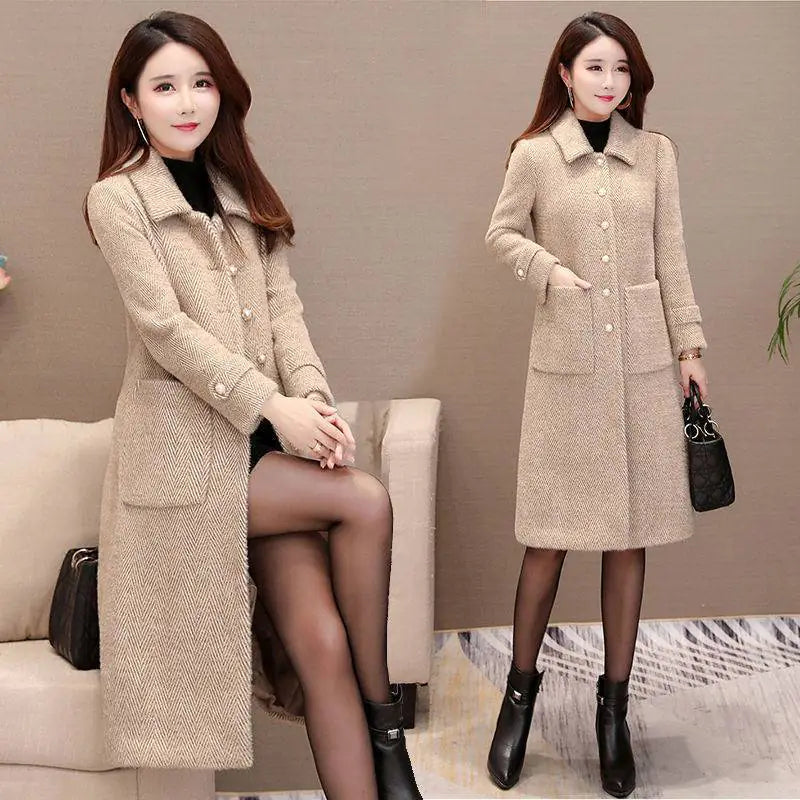 High-Quality Slim Thin Woolen Coat for Women