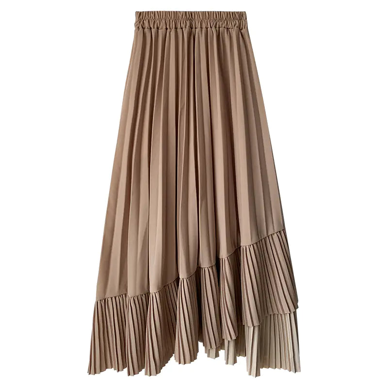 Black High Waist Irregular Mid-Length Skirt for Women