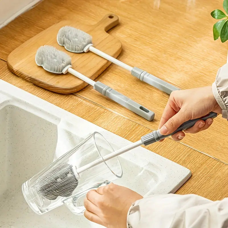 Retractable Handle Bottle Brush for Narrow Neck Cleaning