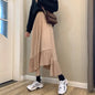 Black High Waist Irregular Mid-Length Skirt for Women