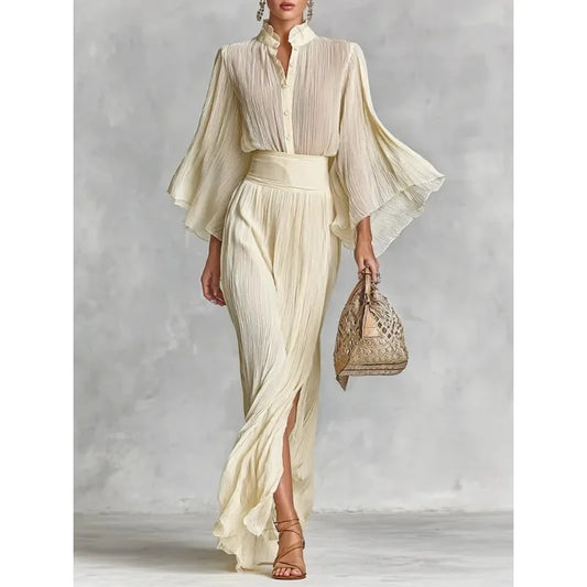 Apricot Ruffle Suit Set