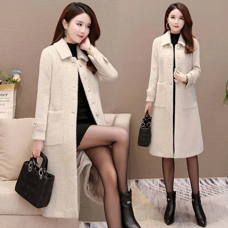 High-Quality Slim Thin Woolen Coat for Women