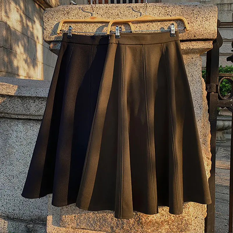 Elegant Women's Casual Loose Wool Skirt - Korean Fashion